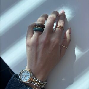 Stone Trilogy Stack Jade Ring Set Of 3 Bands, Size 5